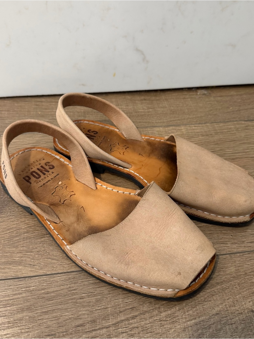 PONS Women's Nude suede Leather Slingback Sandals size 7 / 37 - Picture 3 of 9